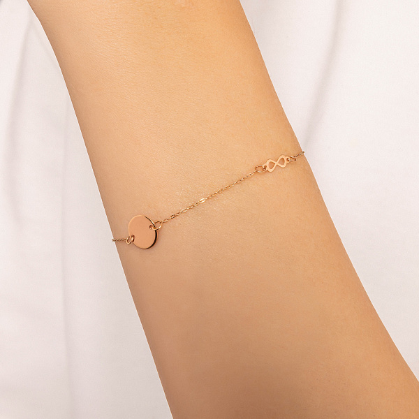 Золотий браслет в червоному кольорі металу (арт. 325415) – зображення 2