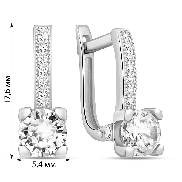 Серьги из белого золота с фианитами (арт. 110454б) – изображение 4