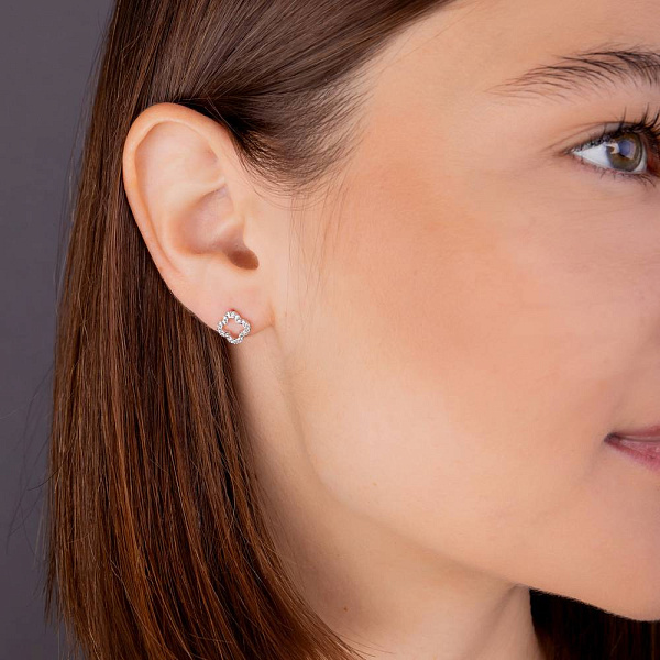 Золотые пусеты Клевер с бриллиантами (арт. С341318020б) – изображение 2