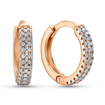 Серьги-кольца из красного золота с бриллиантами (арт. С011642010)