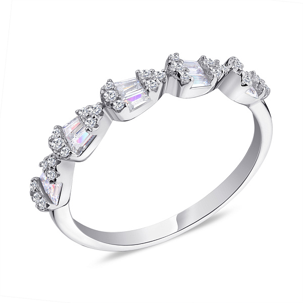 Серебряное кольцо с фианитами разной формы  (арт. 7501/5776) – изображение 1