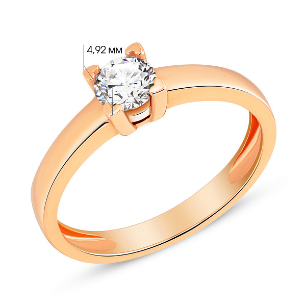 Каблучка з червоного золота з діамантом (арт. К011053040) – зображення 3
