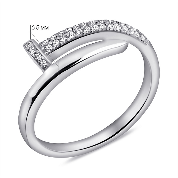 Серебряное кольцо Гвоздь с фианитами (арт. 7501/6986) – изображение 2