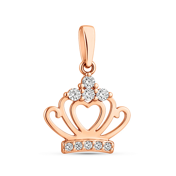 Золотая подвеска Корона с фианитами (арт. 441118) – изображение 1