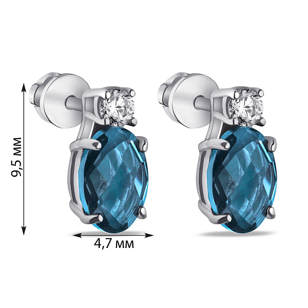 Серебряные серьги с топазом и фианитами (арт. 7518/2293Пл) – изображение 2
