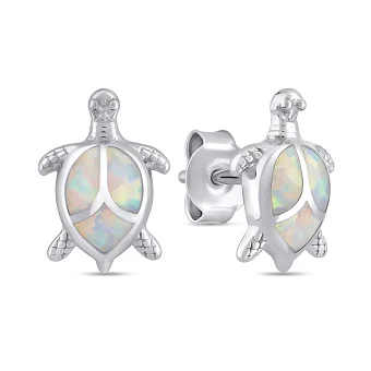 Срібні дитячі сережки Черепаха (арт. 7518/7169Поб)