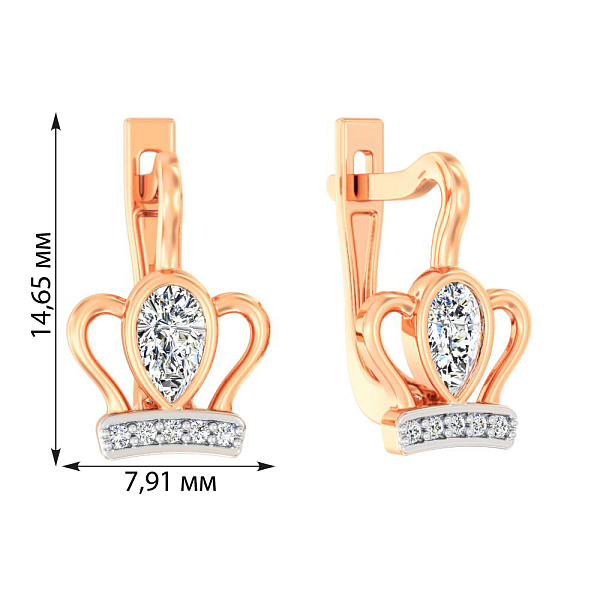 Сережки дитячі з червоного золота з фіанітами (арт. 110819) – зображення 4