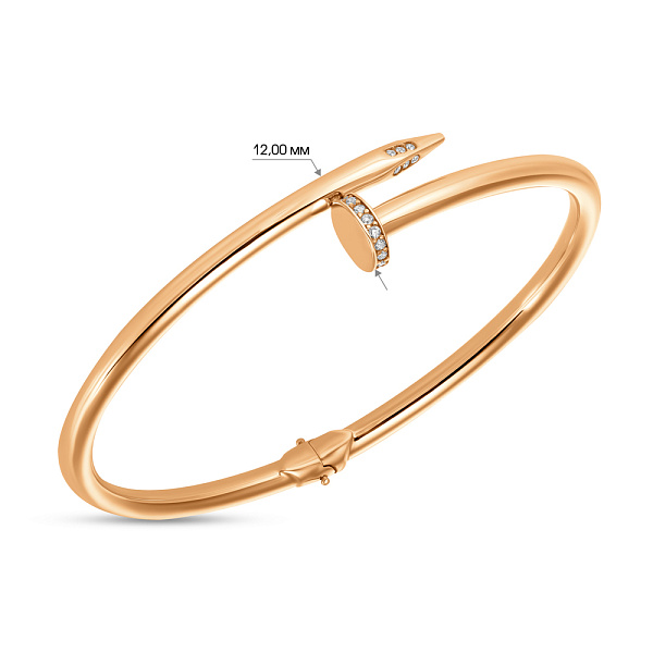 Браслет «Гвоздь» из красного золота с фианитами (арт. 324860) – изображение 4