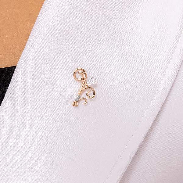 Брошка Квітка з червоного золота з фіанітом (арт. 360095) – зображення 2