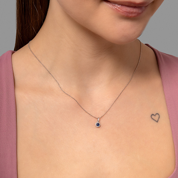 Золотий кулон з сапфіром та діамантами (арт. 3192159202с) – зображення 2