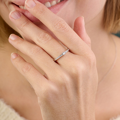 Кольцо для помолвки из белого золота с бриллиантами  (арт. К011127б)