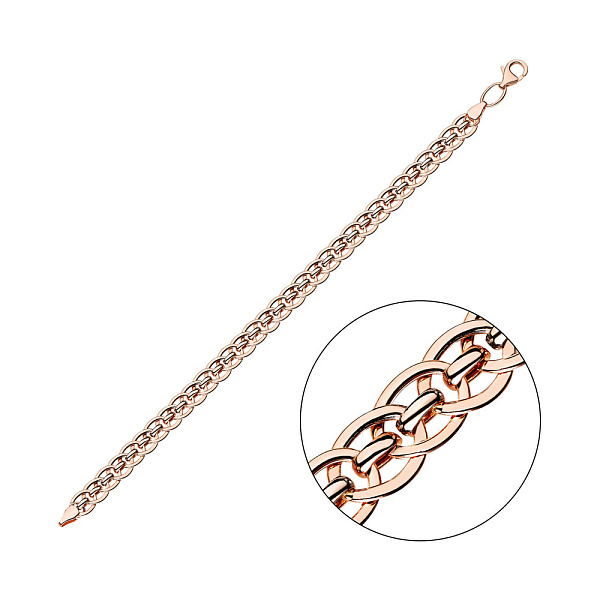 Широкий цепочный браслет из красного золота (арт. 320057) – изображение 1