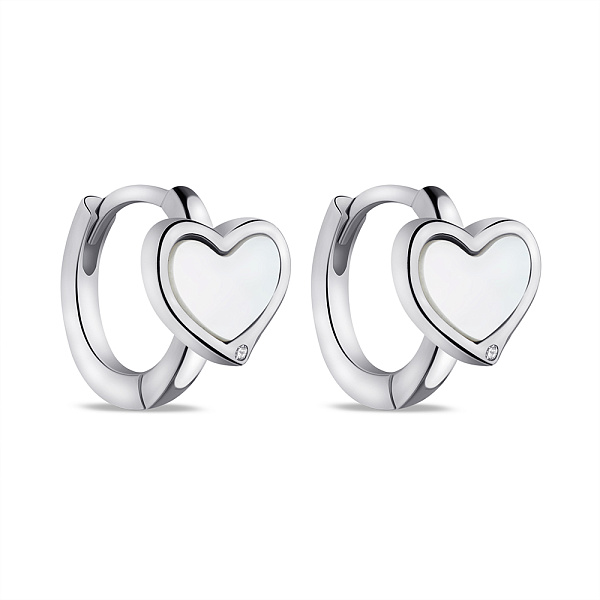 Серебряные серьги с фианитами и перламутром (арт. 7502/9597/10п) – изображение 1