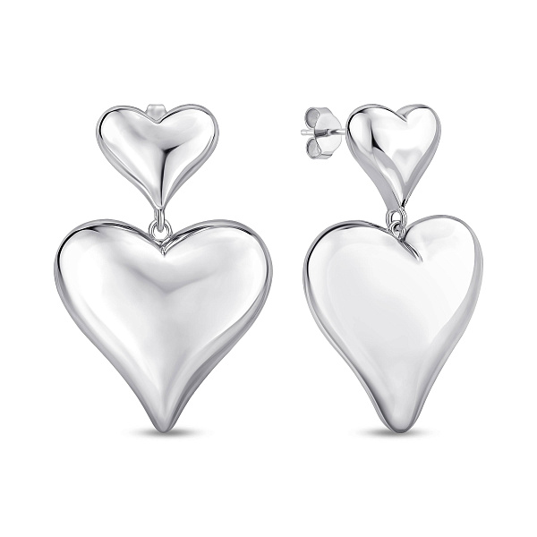 Серебряные серьги-подвески Сердца (арт. 7518/7298) – изображение 1