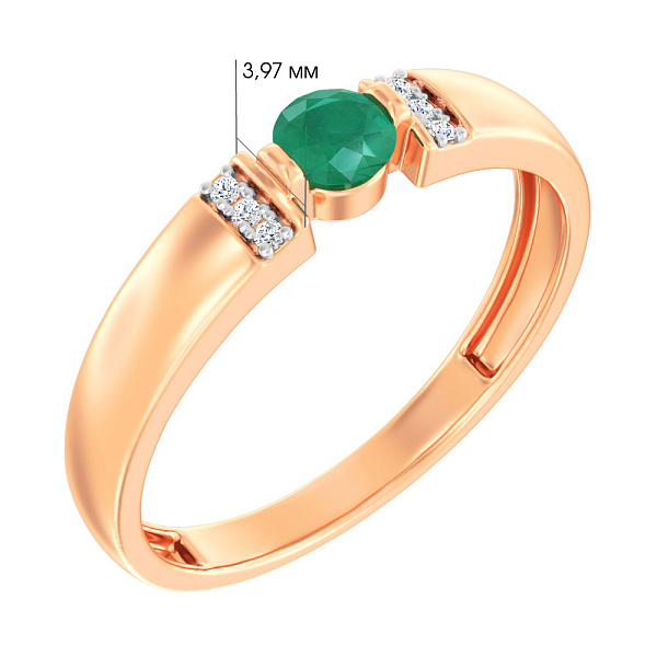 Золотое кольцо с изумрудом и бриллиантами (арт. К011067и) – изображение 2