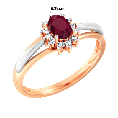 Золотое кольцо с рубином и бриллиантами (арт. К011157р)