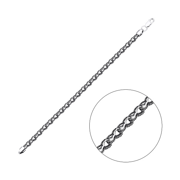 Серебряный цепочный браслет на руку Фантазийного плетения (арт. 7909/2051-ч) – изображение 1