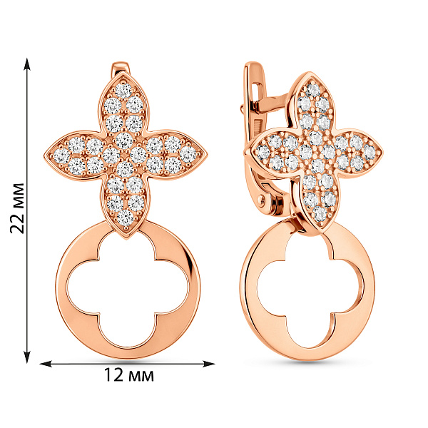 Серьги из красного золота с фианитами (арт. 220799Д) – изображение 4