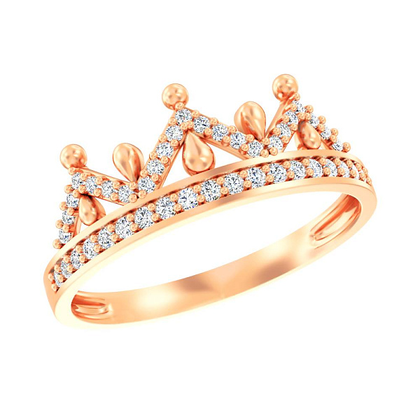 Кольцо Корона из красного золота (арт. 140876) – изображение 1