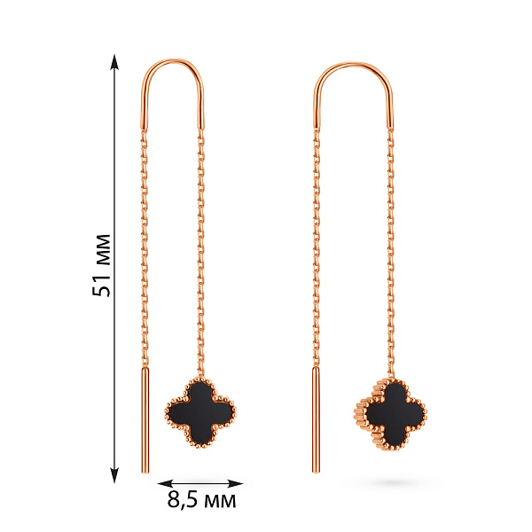 Золоті сережки-протяжки з оніксом (арт. 1091537/8о) – зображення 2