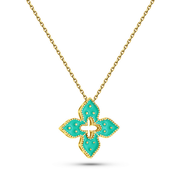 Кольє з жовтого золота Конюшина з емаллю (арт. 352846/15жебрз) – зображення 1