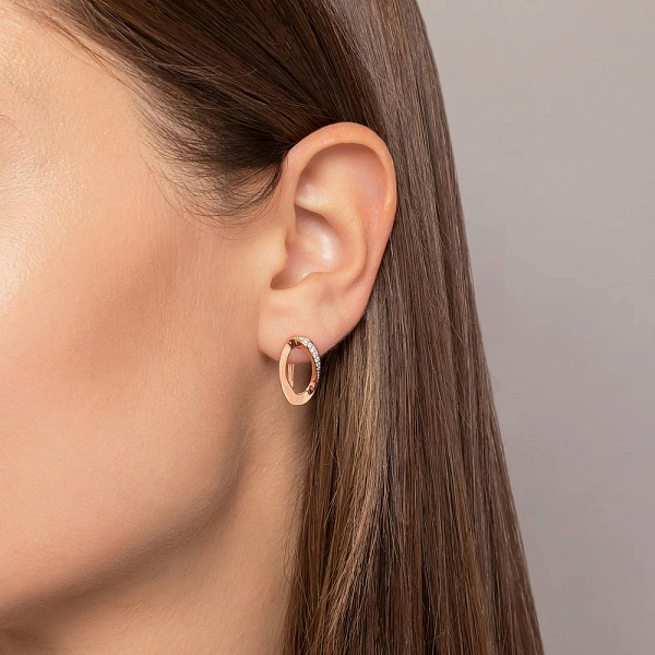 Серьги из красного золота с фианитами (арт. 1101105) – изображение 2