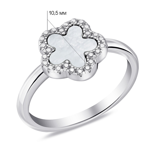 Кольцо из серебра с перламутром и фианитами (арт. 7501/6895/10п) – изображение 2