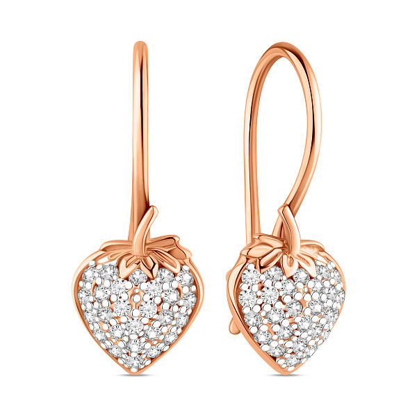 Детские золотые серьги Клубника с фианитами (арт. 110489) – изображение 1