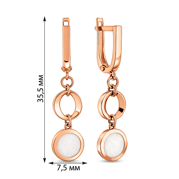 Золотые серьги-подвески Лýна с эмалью (арт. 110025еп) – изображение 3