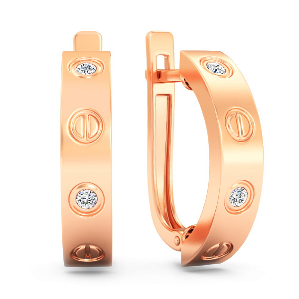 Серьги из красного золота с фианитами (арт. 1101231) – изображение 1
