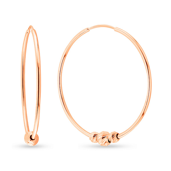 Сережки-кільця з червоного золота з кульками (арт. 109084/30) – зображення 1