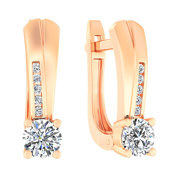 Золотые серьги с фианитами (арт. 111097) – изображение 1