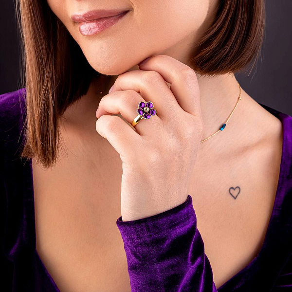 Золота каблучка Francelli Квітка (арт. 155719жф) – зображення 3