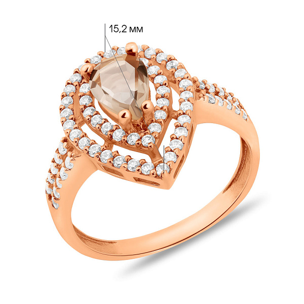 Золотое кольцо с кварцем и фианитами (арт. 151285к) – изображение 4