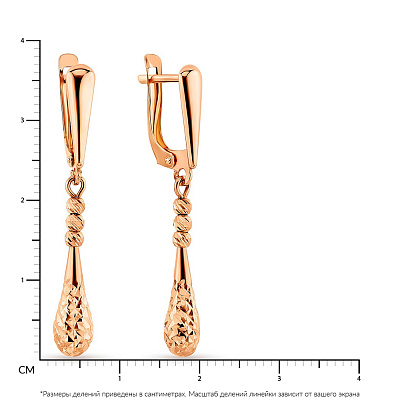 Золотые серьги-подвески с алмазной гранью (арт. 106638)