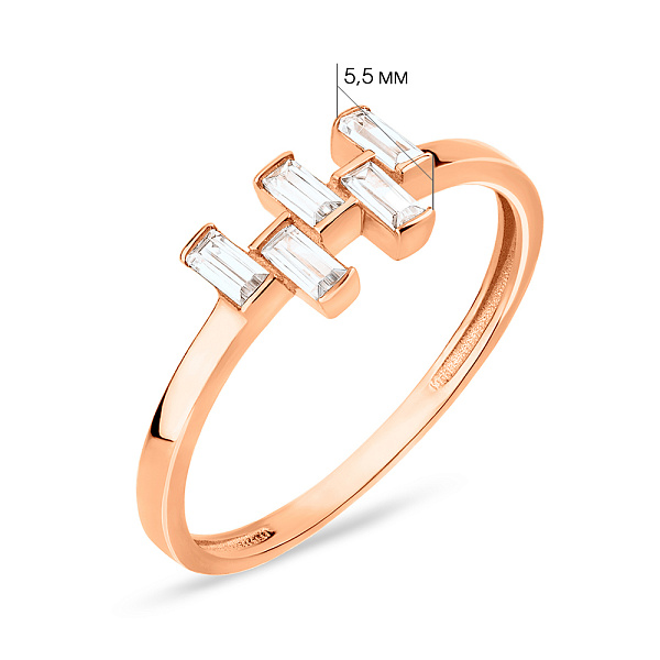 Каблучка з червоного золота з фіанітами (арт. 155579) – зображення 8