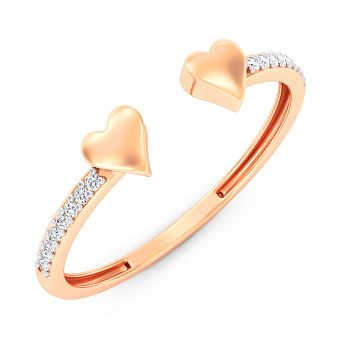 Фото Золота каблучка Сердечка з фіанітами (арт. 1401114)