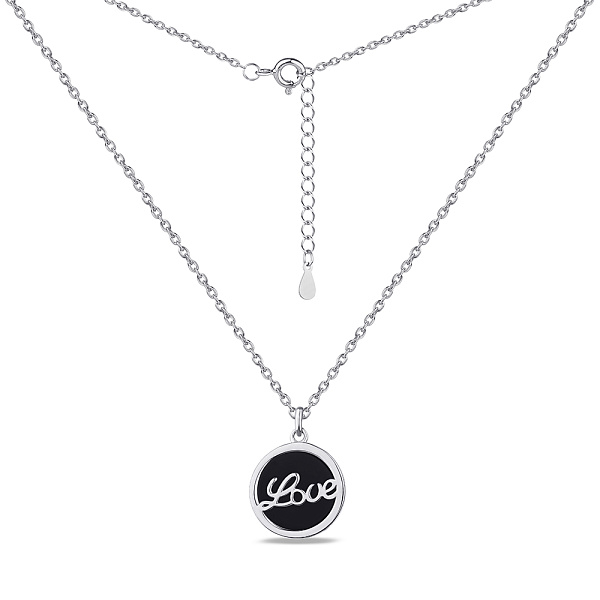 Серебряное колье Love с ониксом (арт. 7507/1868о) – изображение 2