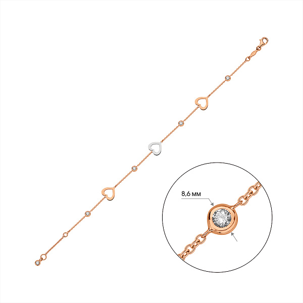 Золотой браслет Сердца с фианитами (арт. 3261352кб) – изображение 3