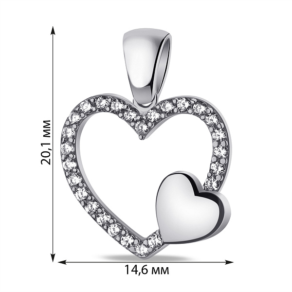 Кулон из серебра Сердце с фианитами (арт. 7503/4201) – изображение 2