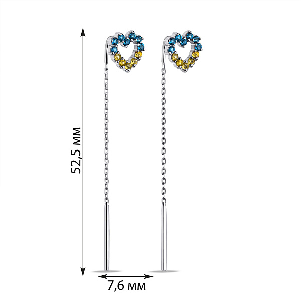 Серебряные серьги-протяжки с альпинитами (арт. 7502/571агжсю) – изображение 2