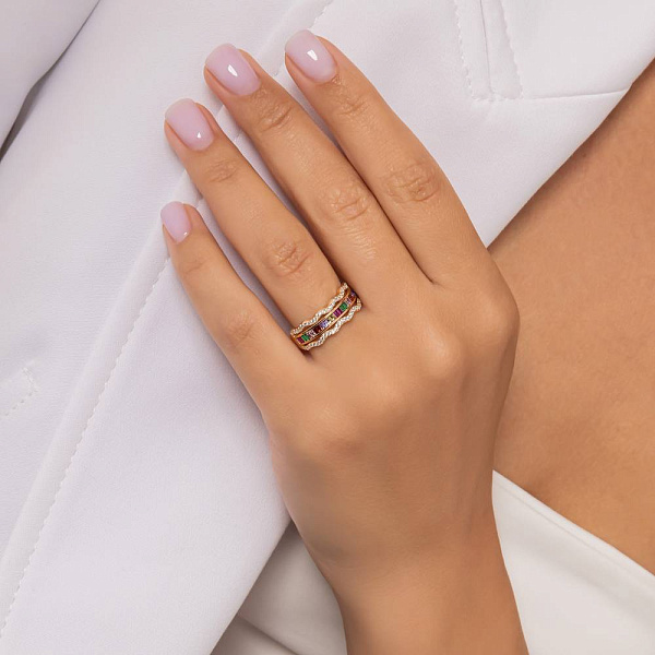 Золота каблучка з фіанітами (арт. 156424цв) – зображення 2