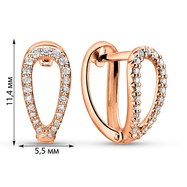 Сережки з червоного золота з діамантами (арт. С011390020) – зображення 2
