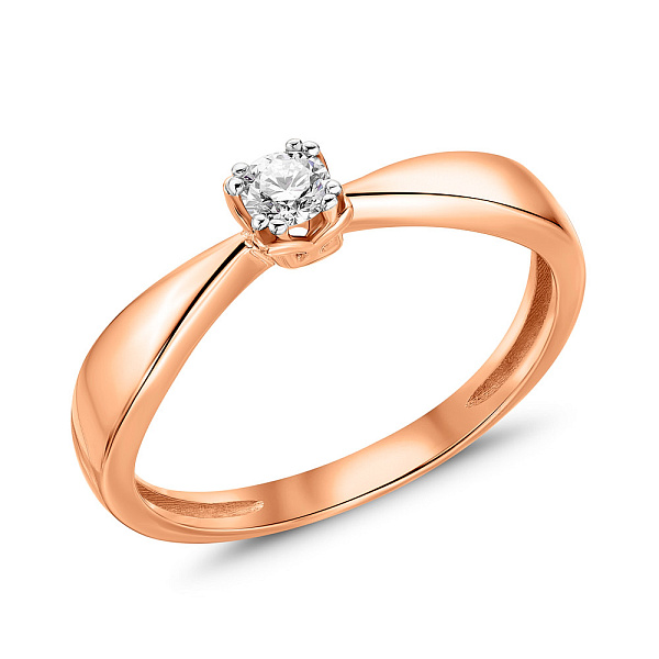 Кольцо из красного золота с бриллиантом (арт. 1108721201) – изображение 1