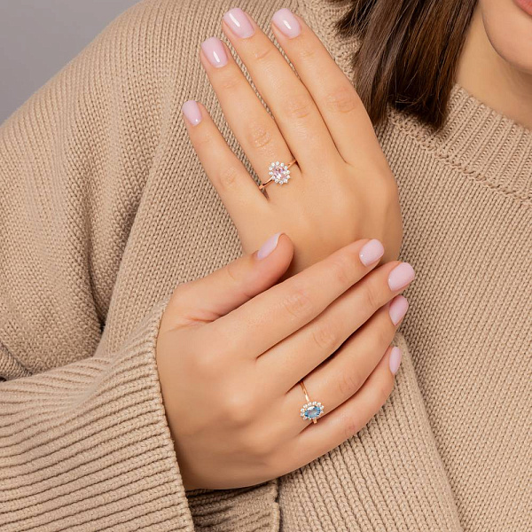 Золотое кольцо с топазом и фианитами (арт. 141250Птг) – изображение 4