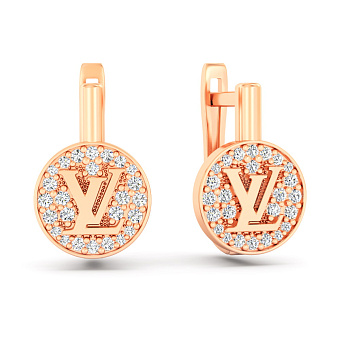 Серьги из красного золота с фианитами (арт. 110530)