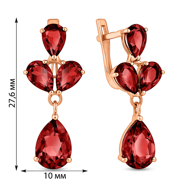 Сережки из красного золота с гранатом (арт. 110676Пк) – изображение 2