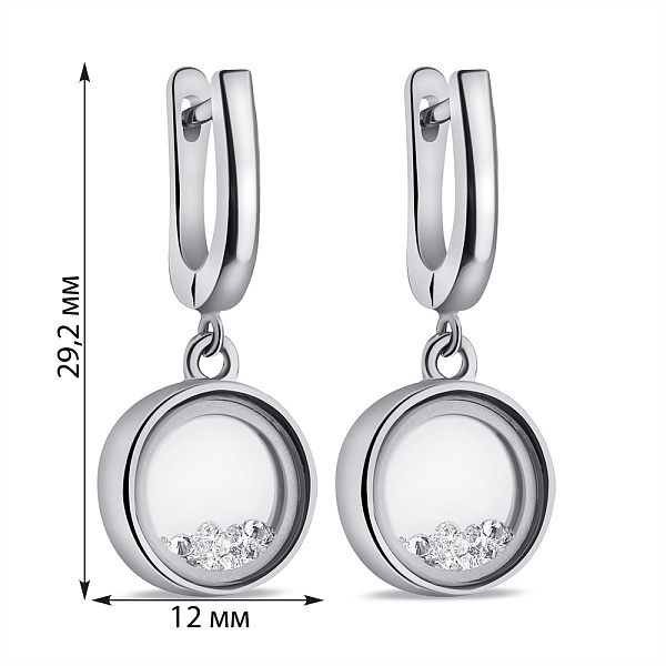 Серьги-подвески из серебра с фианитами (арт. 7502/9693) – изображение 2