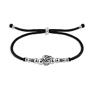 Браслет на чорній нитці зі срібними вставками (арт. 7309/4680ч)