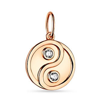 Фото Золотий кулон Інь-Ян з білими фіанітами (арт. 424023)